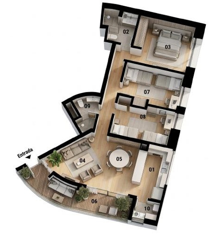 Plano referencial del departamento flat del Edificio Gaviotas